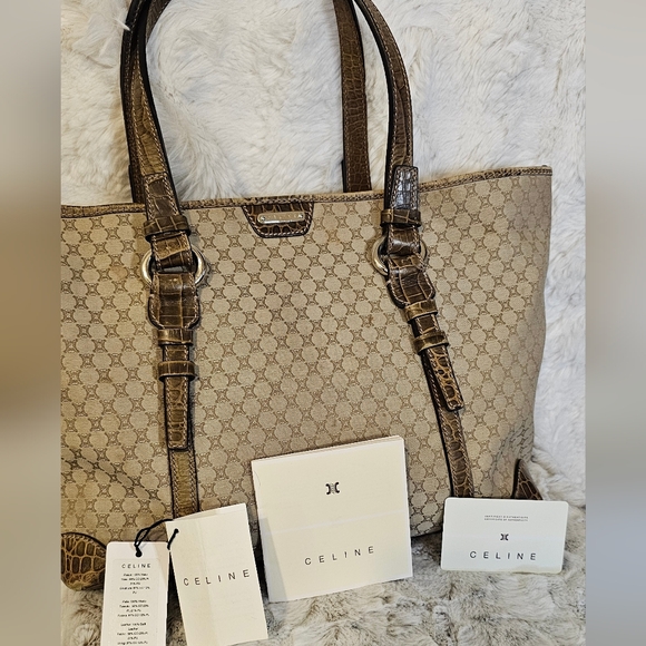 Celine Handbags - Celine Beige and Brown Patterned Tote